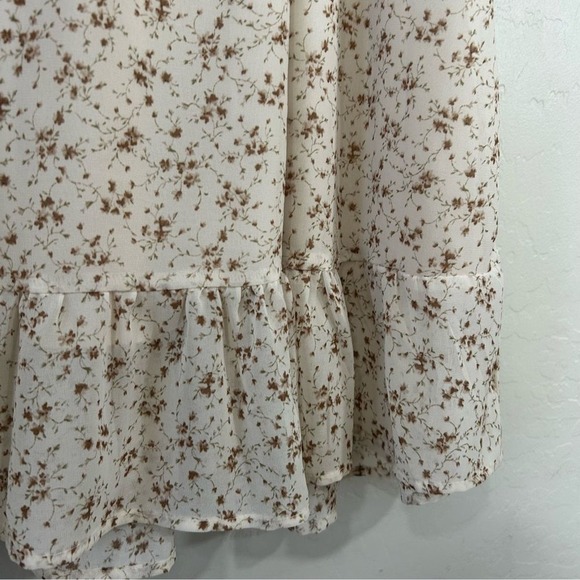 Mikarose Floral Smocked Midi Dress Large Flutter Sleeve Prairie NWT Soft Girl - Picture 9 of 9